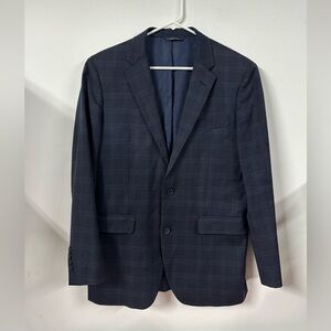 BROOKS BROTHERS Milano Fit Blue Windowpane Wool Blazer Jacket Estrato Size 39R